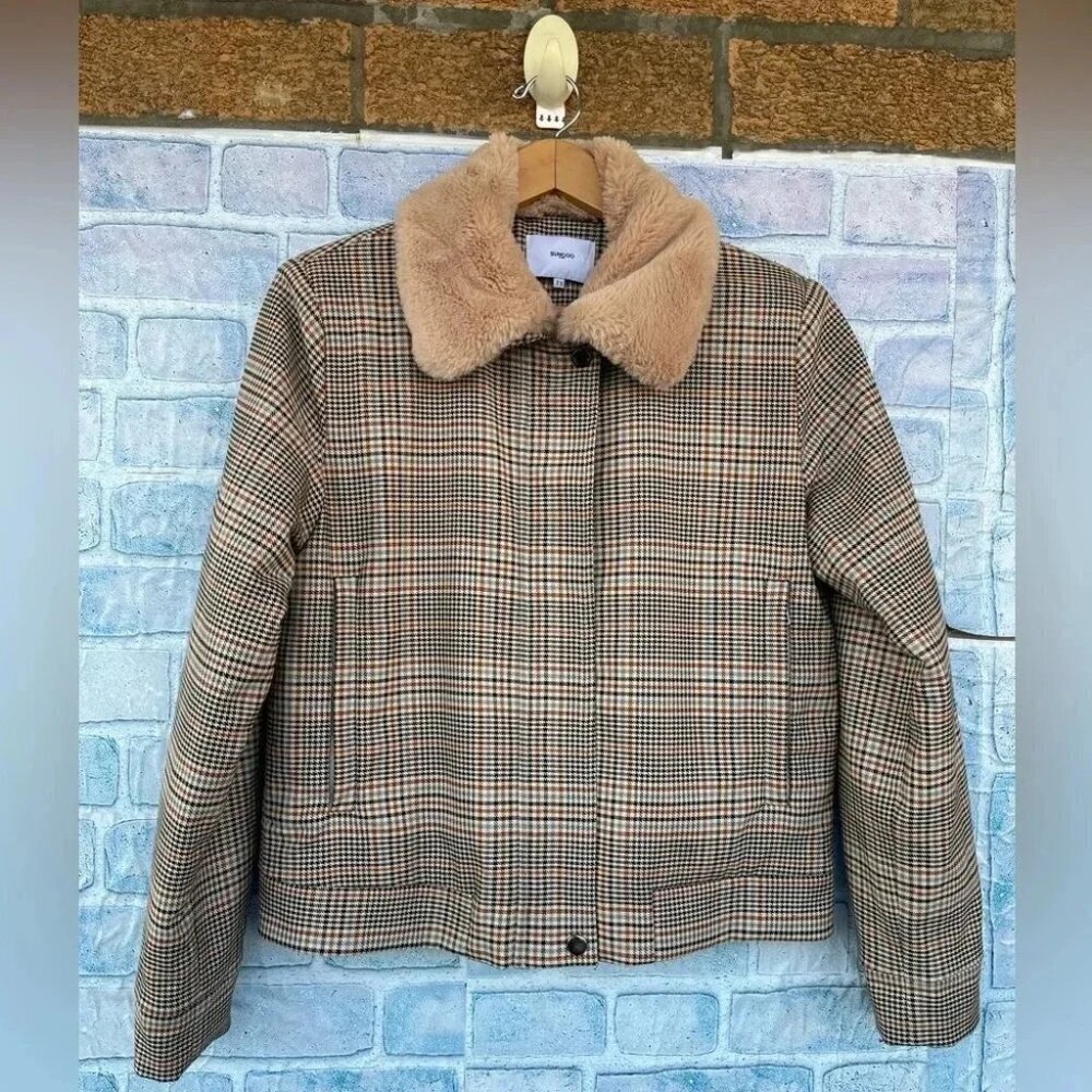 SUNCOO PARIS  CROPPED HOUNDSTOOTH JACKET SMALL